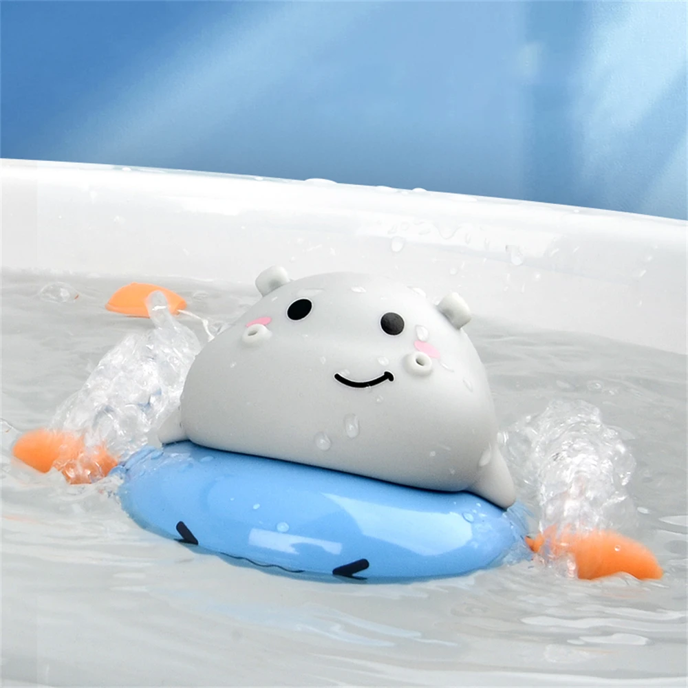 Children Bathroom Shower Play Spray Water Clockwork Pull Wire Animal Wind Up Pig Swimming Floating Bathtub Toy For Toddler