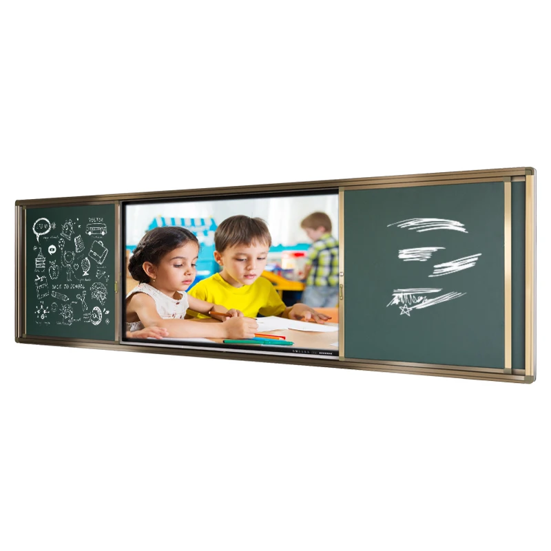70 inch 4k led IR touch all in one pc interactive flat panel smart white board screen monitor push pull blackboard