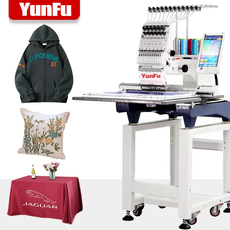 2024 single head computerized embroidery machine for cap, flat and tshirt embroidery 1200 RPM commercial  home use tajima model