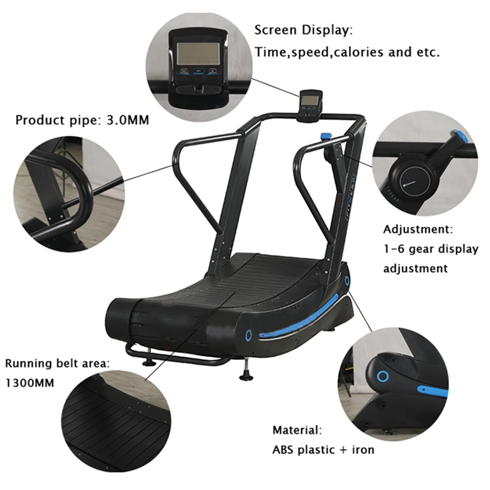 Dezhou factory wholesale unpowered curved treadmill and lowest noise self-unpowered running machine