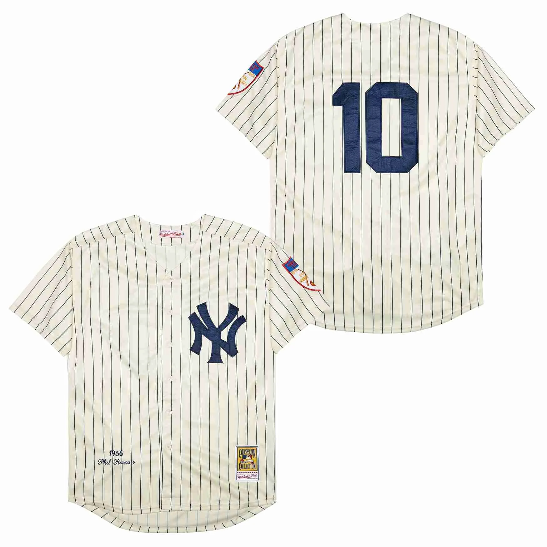 1956 классическая мужская футболка Нью-Йорк #10 Phil Rizzuto, бейсбольная Футболка с вышивкой, спортивная одежда в стиле ретро