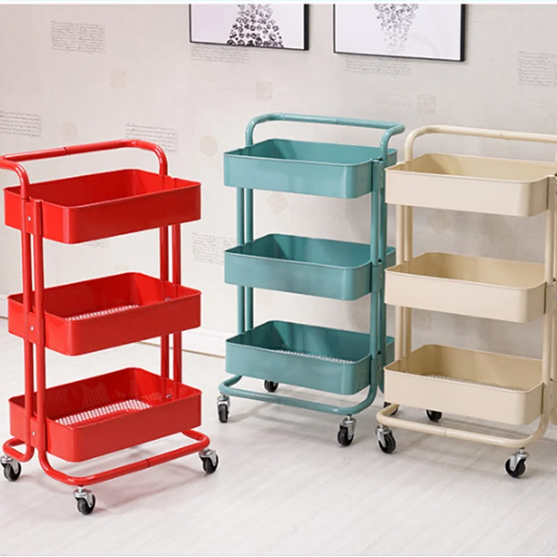 Nordic style kitchen trolley metal 3 tier, convenient kitchen cart