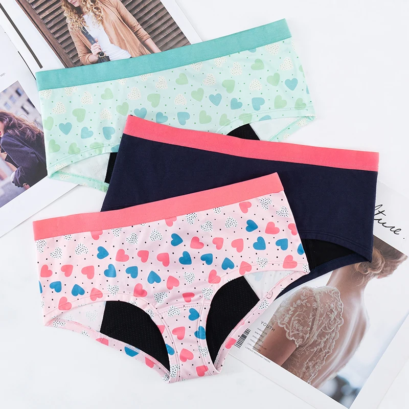 Girl cute colorful high menstruation absorbent panties menstrual period panties leak proof organic cotton teen period underwear