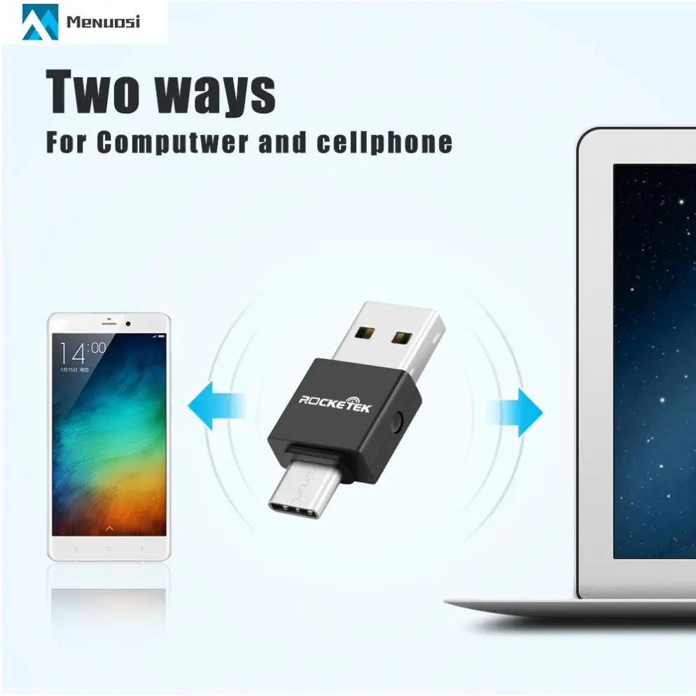 Rocketek type c otg usb 2.0 memory card reader adapter for phone  laptop accessories