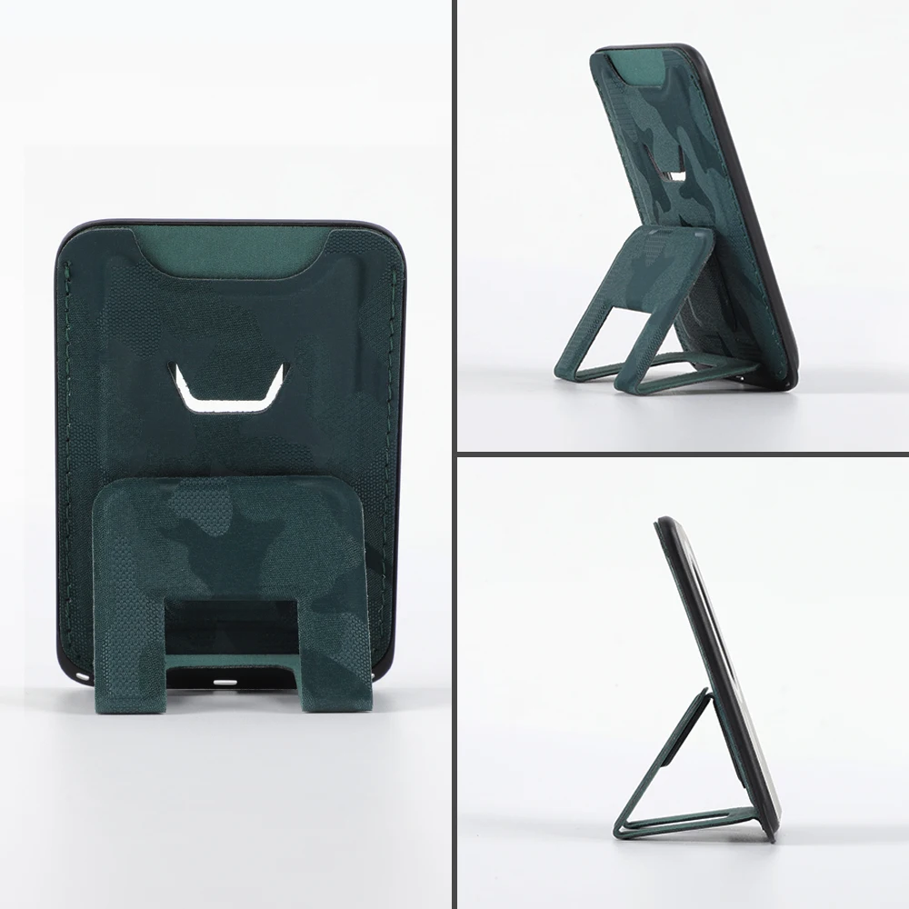 Camouflage Pu leather pocket magnetic custom multifunctional slim phone wallet card holder stand for man