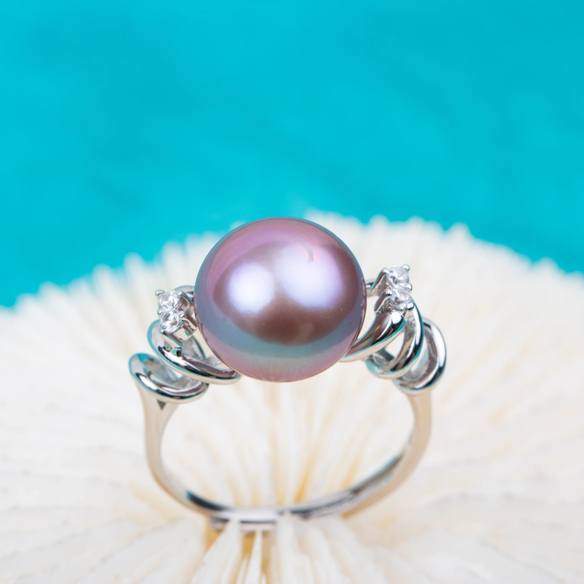 re010709 DIY 9-13mm Natural Freshwater pearl Ring 925 sterling silver Adjustable size engagement jewelry ring for women