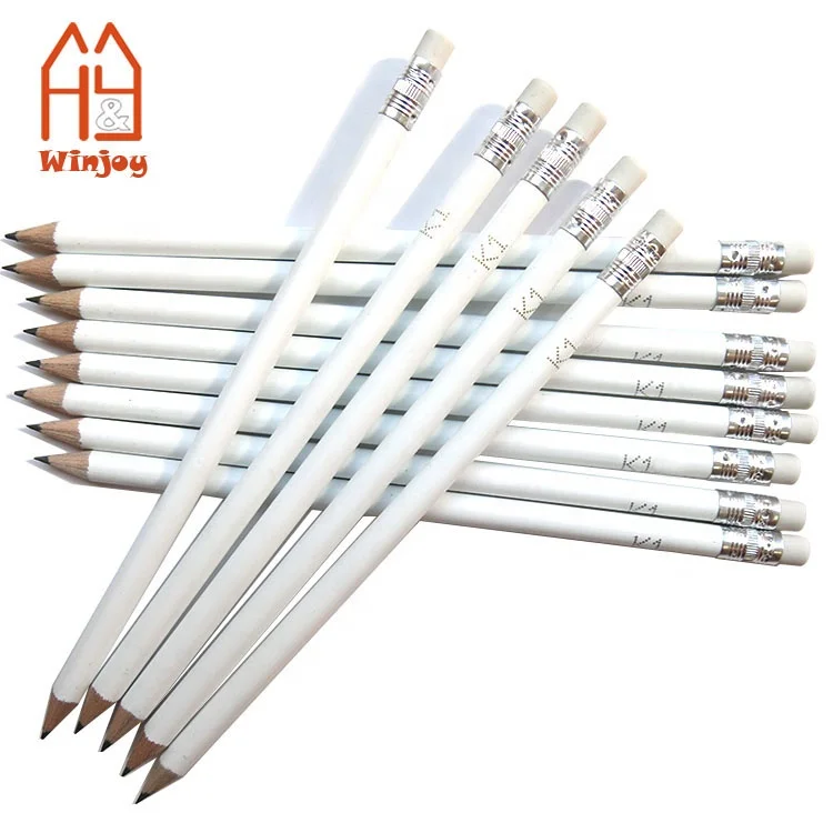 Pink White Pencils Round Wooden 2 HB Pencils with Red Eraser Cool Sharpened Pencil for School Drawing Wedding Office Supplies