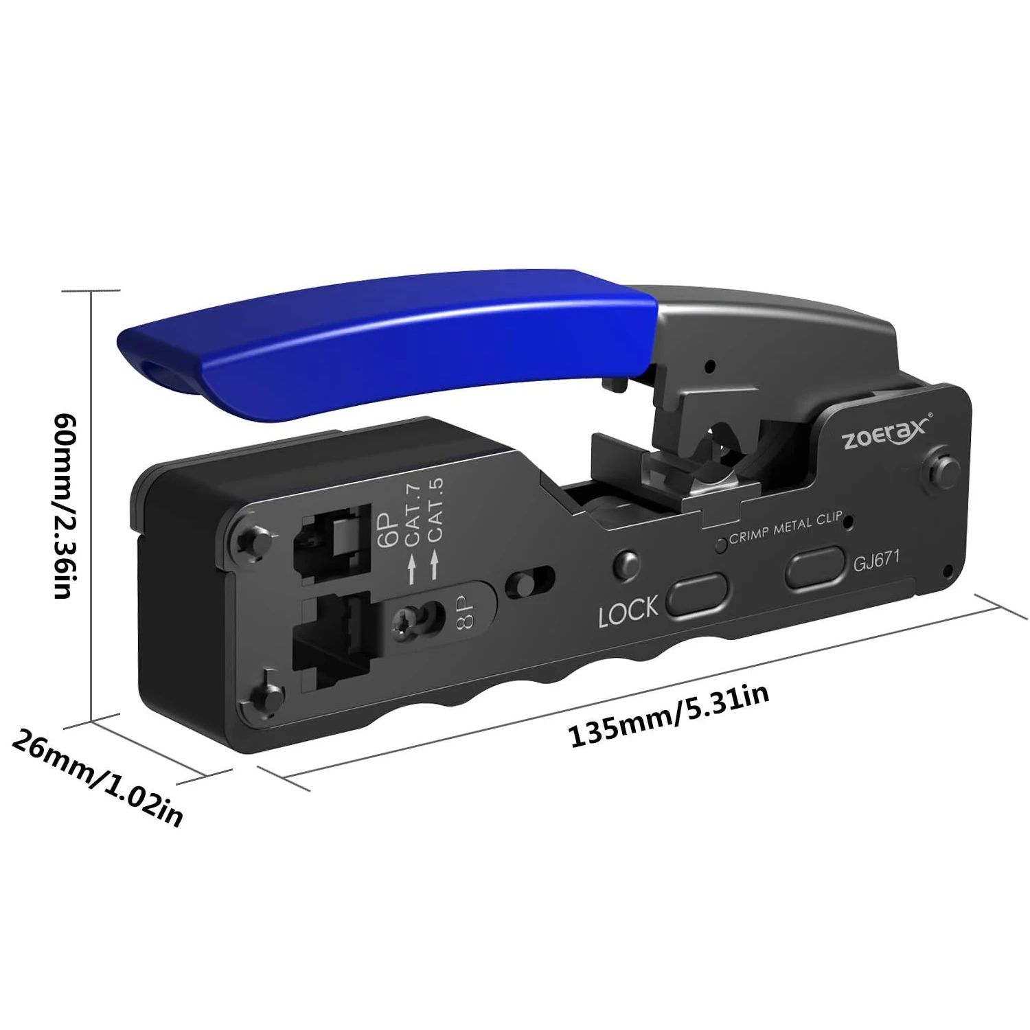 8P 6P RJ45 RJ12 RJ11 Crimping Tool Pass Through for Cat7 Cat6A Cat5e Connectors Modular Crimper  Ethernet Wire Cutter Crimper