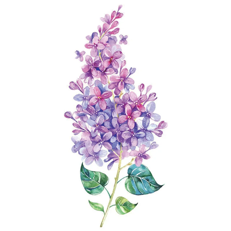 Watercolor Lavender Flower Temporary Tattoos For Women Body Art Arm Fake Flora Adults Tattoo Sticker