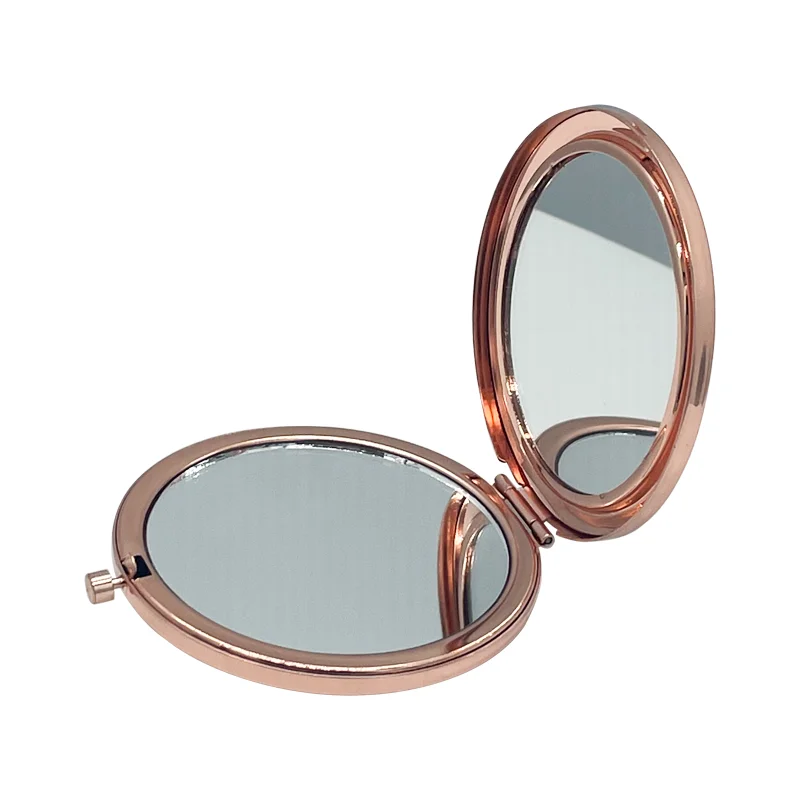 Copper Glass Diamond Setting Pocket Mirror Flip Fold Makeup Mirror