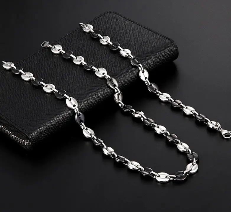 Anklet  bracelet Necklace Choker 18k gold silver black coffee Link Chain 7mm 9mm 11mm custom length Necklace Collar y pulsera