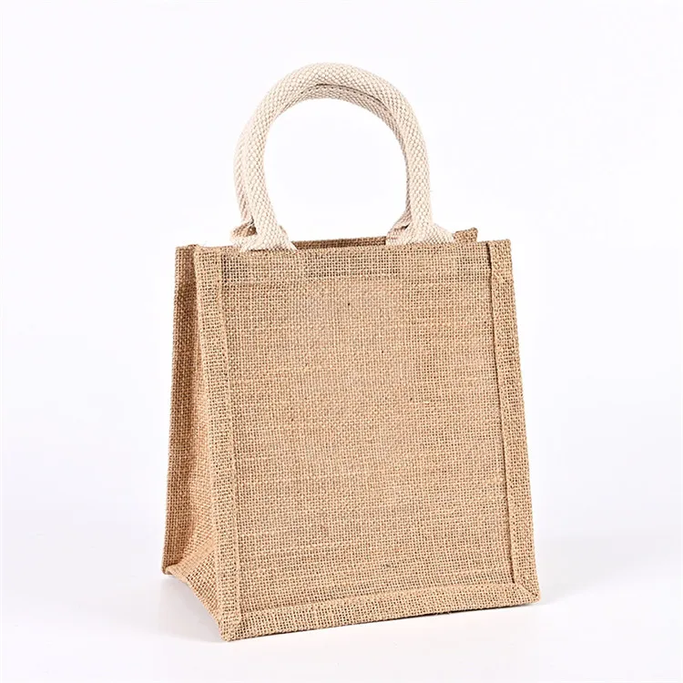 Customise Natural Large Small Cotton Linen Burlap Shopping Hemp Jute Shopper Tote Gift Bag