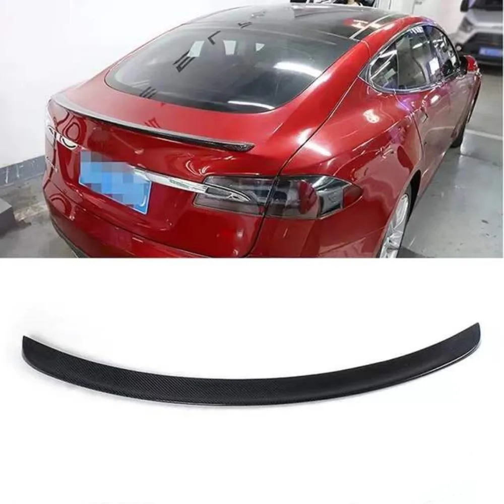 Rear Spoiler For Tesla Model S Sedan 4-Door 2012 - 2019 Rear Trunk Boot Spoiler Wing Trim Sticker Carbon Fiber FRP Matte Gloss