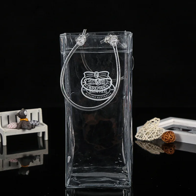 wholesale transparent chilling bag pvc ice bag wine bottle pouch bag