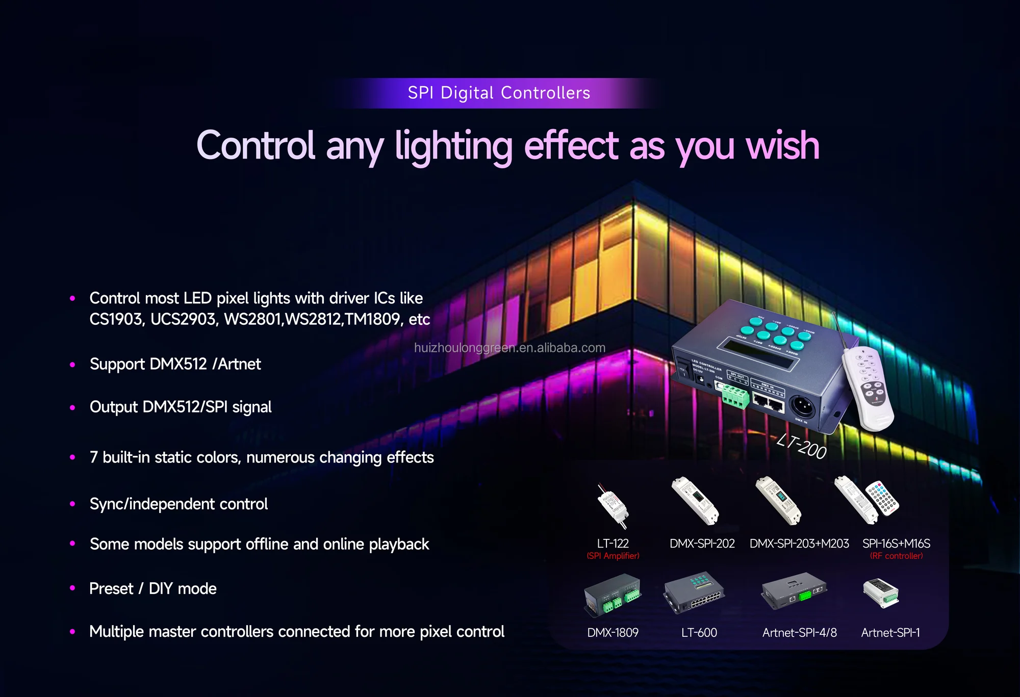 Ltech  SPI-16S+M16S Mini LED fantastic controller kits RF 2.4G Hz SPI-16S controller M16S remote for led light strip