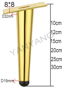 High Quality Customized Tapered Furniture Chrome Metal  Feet For Sofa  Chair, Table