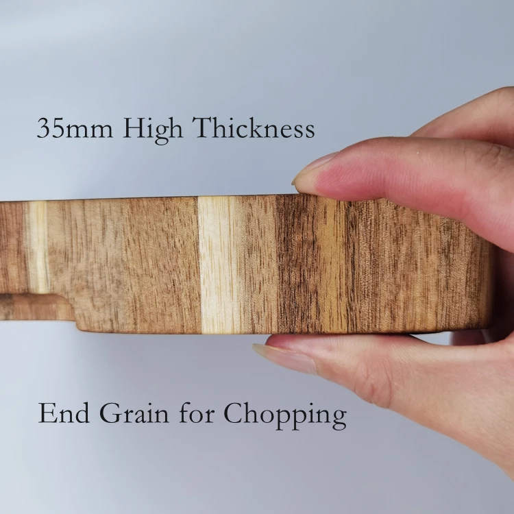 Wholesale Kitchen & Tabletop Large End Grain Chopping Block Acacia Wood Cutting Board with Handle