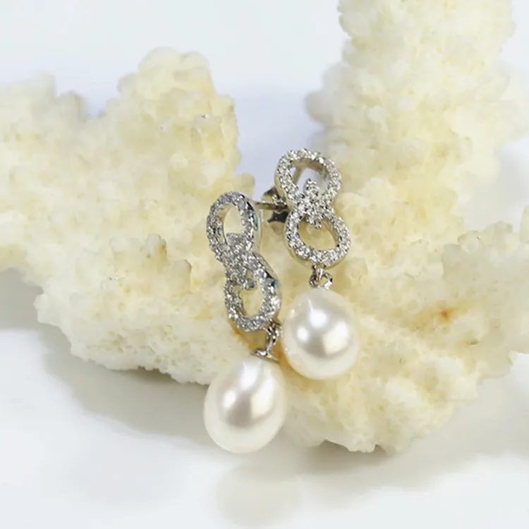 New Design Factory Wholesale High Luster Real Freshwater Natural Pearl Stud Earrings