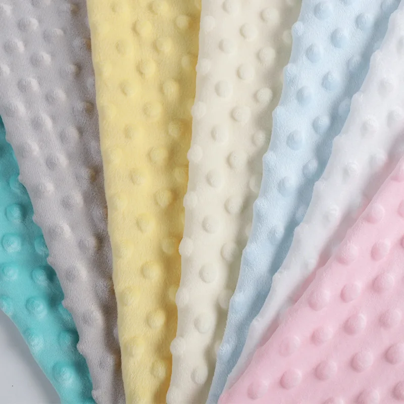 Amazon hot sale solid color 100% polyester soft dot minky fabric for baby blanket