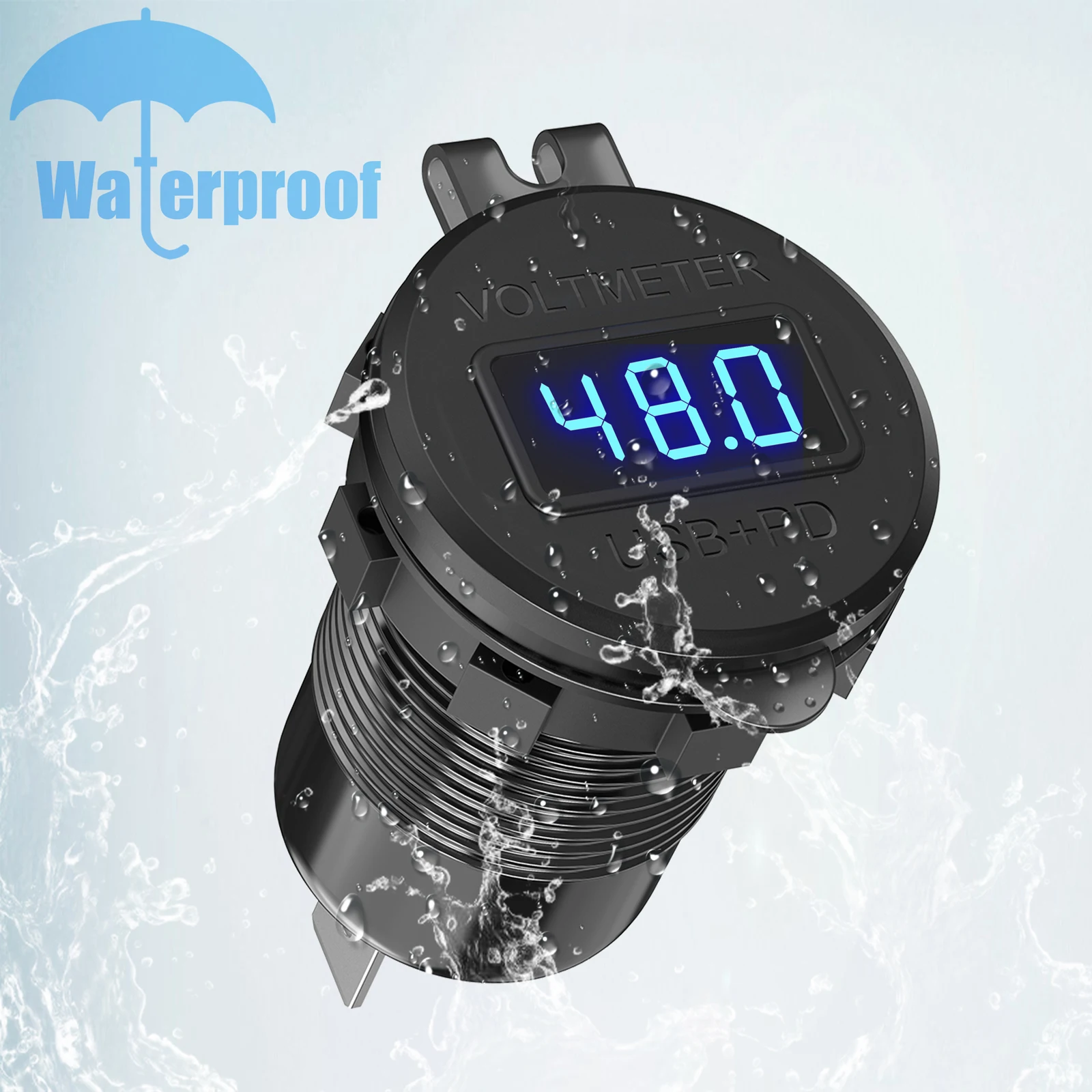 PD 30W USB C QC 36W Car USB Port Waterproof with Button Switch USB Car Charger Socket