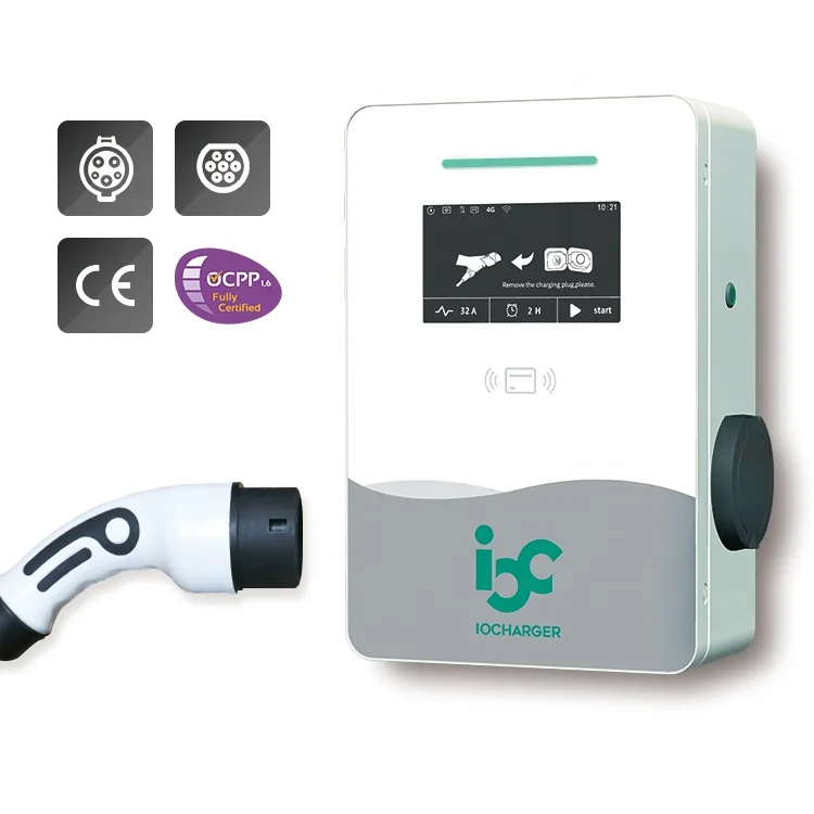 Iocharger 32A IEC Уровень 2 настенный 22KW 3 фазы ev wallbox ocpp AC зарядная станция для электромобиля