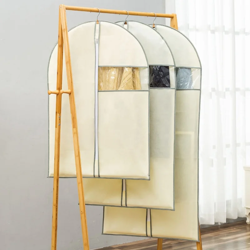 Custom Printed Wedding Dress Garment Bags Reusable Suit Garment Bag Non Woven Clothes Cover With Transparent Window
