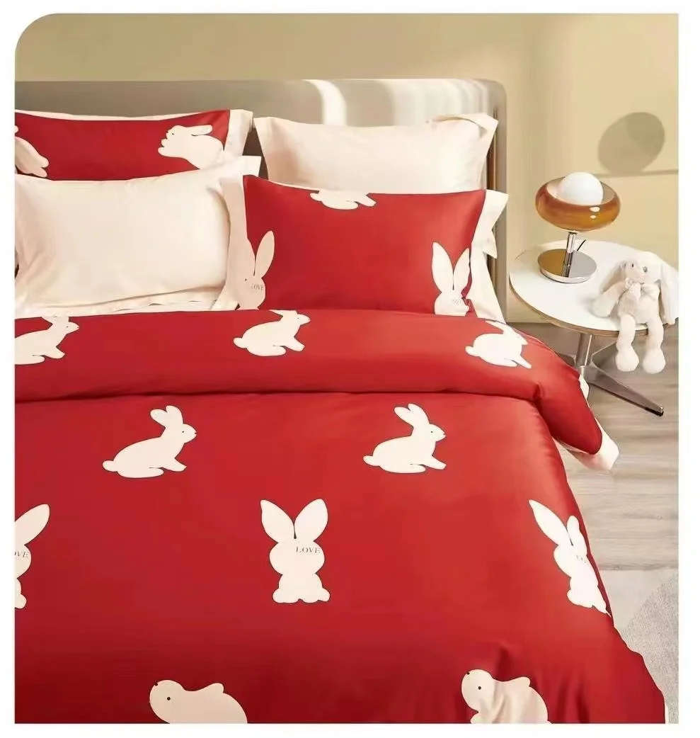 2024 New design 100s printed corner 4 pcs cotton bed sheets high quality bedding set bed sheets set wholesale