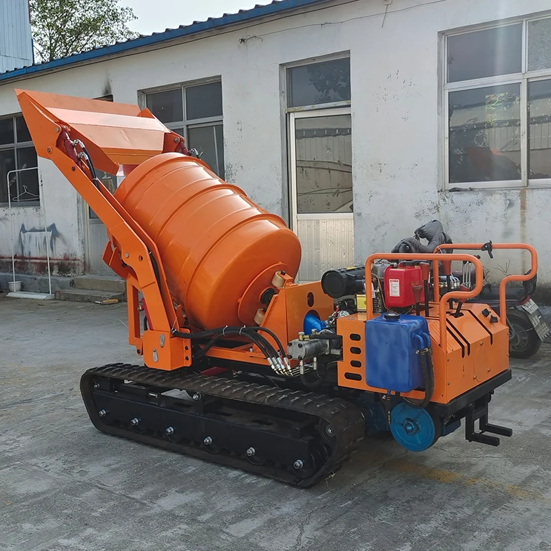 Многофункциональный недорогой мини-самосвал, бетономешалка, автобетономешалка на гусеничном ходу с самозагрузкой 0,8 тонны, бетономешалка для продажи