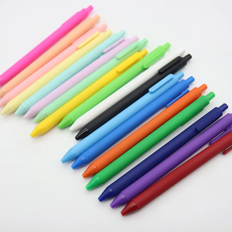 Office Stationery Candy Color Pink Yellow Click Gel Pen Custom Macaron Ball Pens