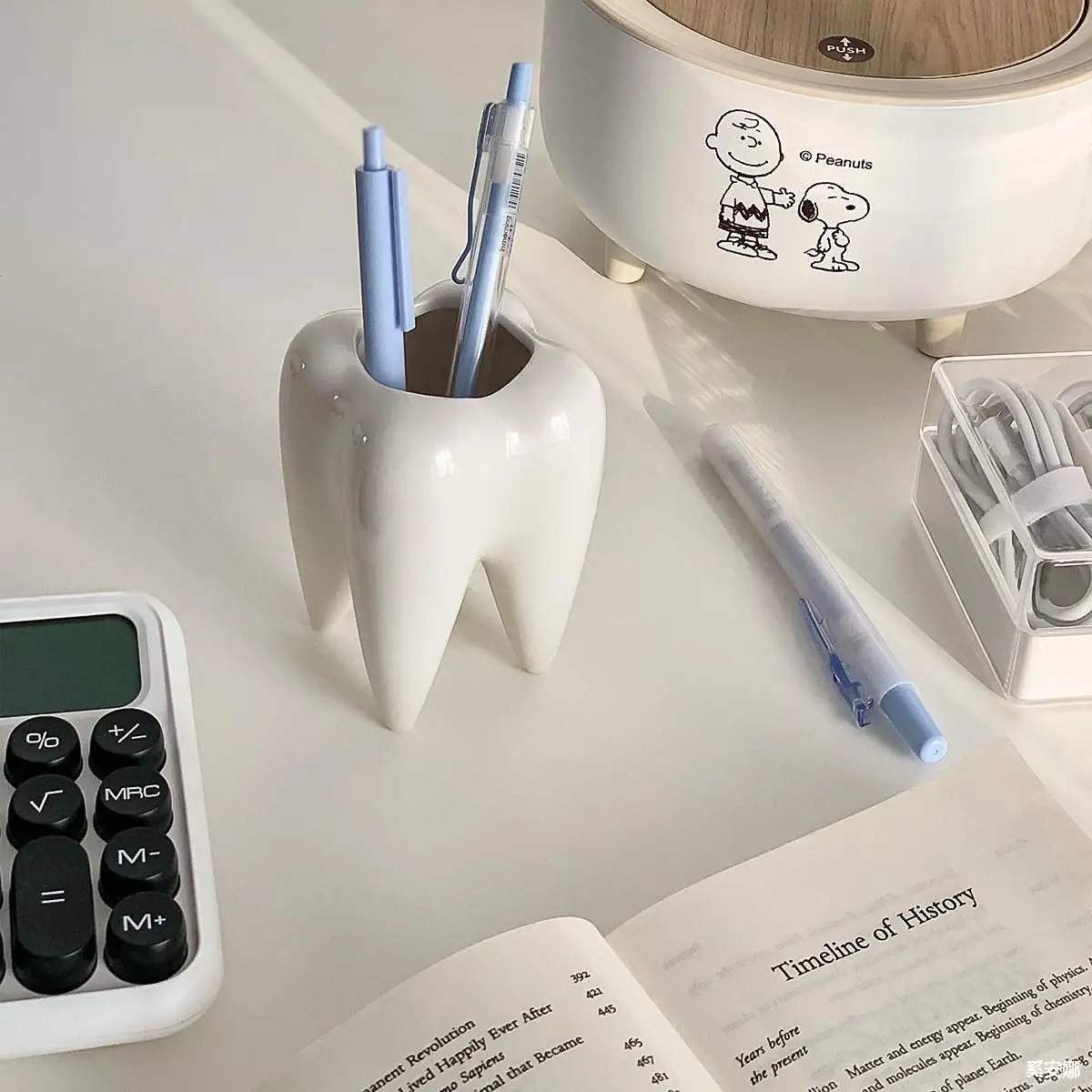 Ceramic Toothbrush & Pen Holder tooth shaped pencil holder Modern Rustic Desktop Vase Function Matt Glaze Tooth Shape for desk