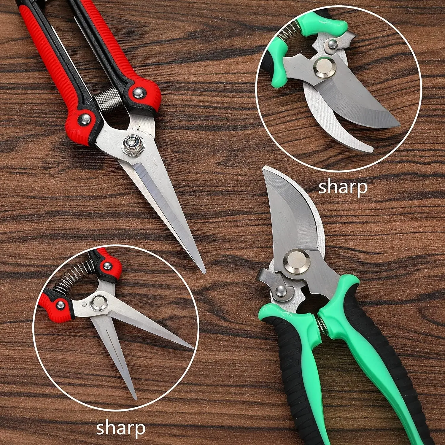 Garden Pruning Shears, 4 Pcs Garden Professional Secateurs, Handheld Scissors Set with Heavy Duty Garden Bypass Pruning Shears
