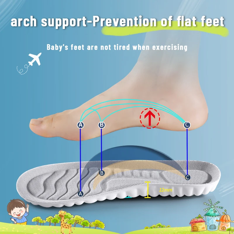 5D Sports Insole Eva Foam orthotic shoe inserts Kids Flat Feet and Arch Support Insoles for sneaker shoes