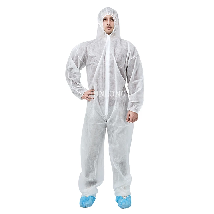 Customization White Disposable  PP Coverall Workwear Disposable Protection Clothing Waterproof Coverall With Cheap Price