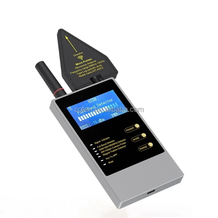 WT10  Anti Spy Bug Detector RF Detector Built-in Rechargeable Battery Wifi GSM GPS Tracker Wiretapping Spy Device Signal Detect