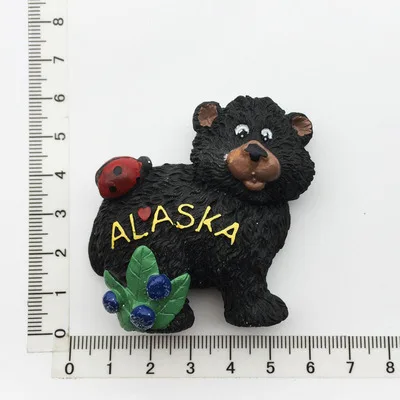 Creative Alaska Cultural Tourism Souvenir Stereotypical Hand Painted Decorative Refrigerator Magnet Resin Refrigerator Magnets