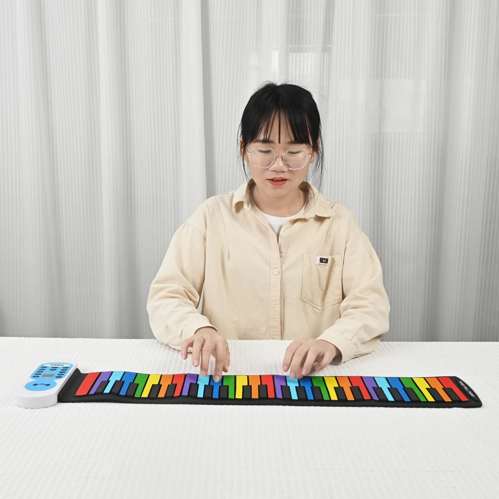 KONIX colorful kids online piano instrument toy piano microphone funny musical keyboard cheap electric rollup mini piano