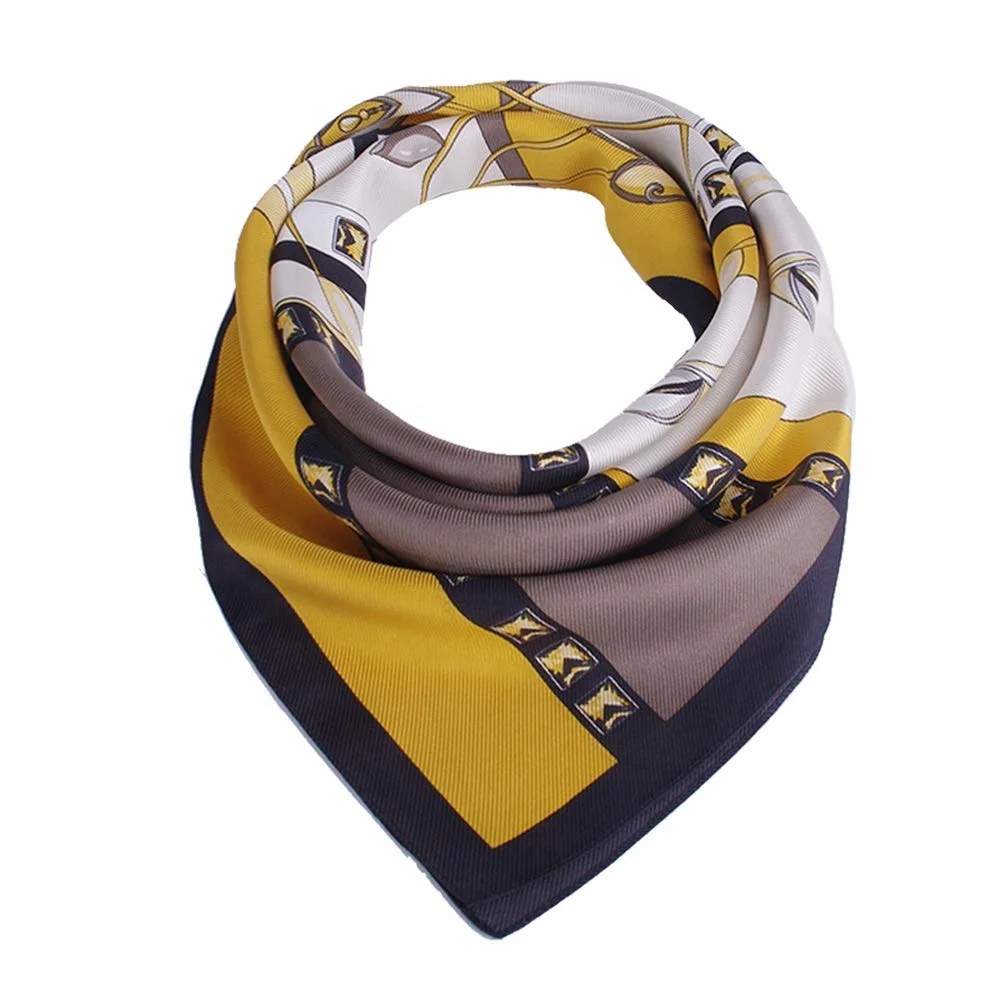 Custom Printed Design Square Twill 90x90 100% Silk Scarves Digital Printing Women Ladies Pure Scarf Headscarf 100% Silk Scarf