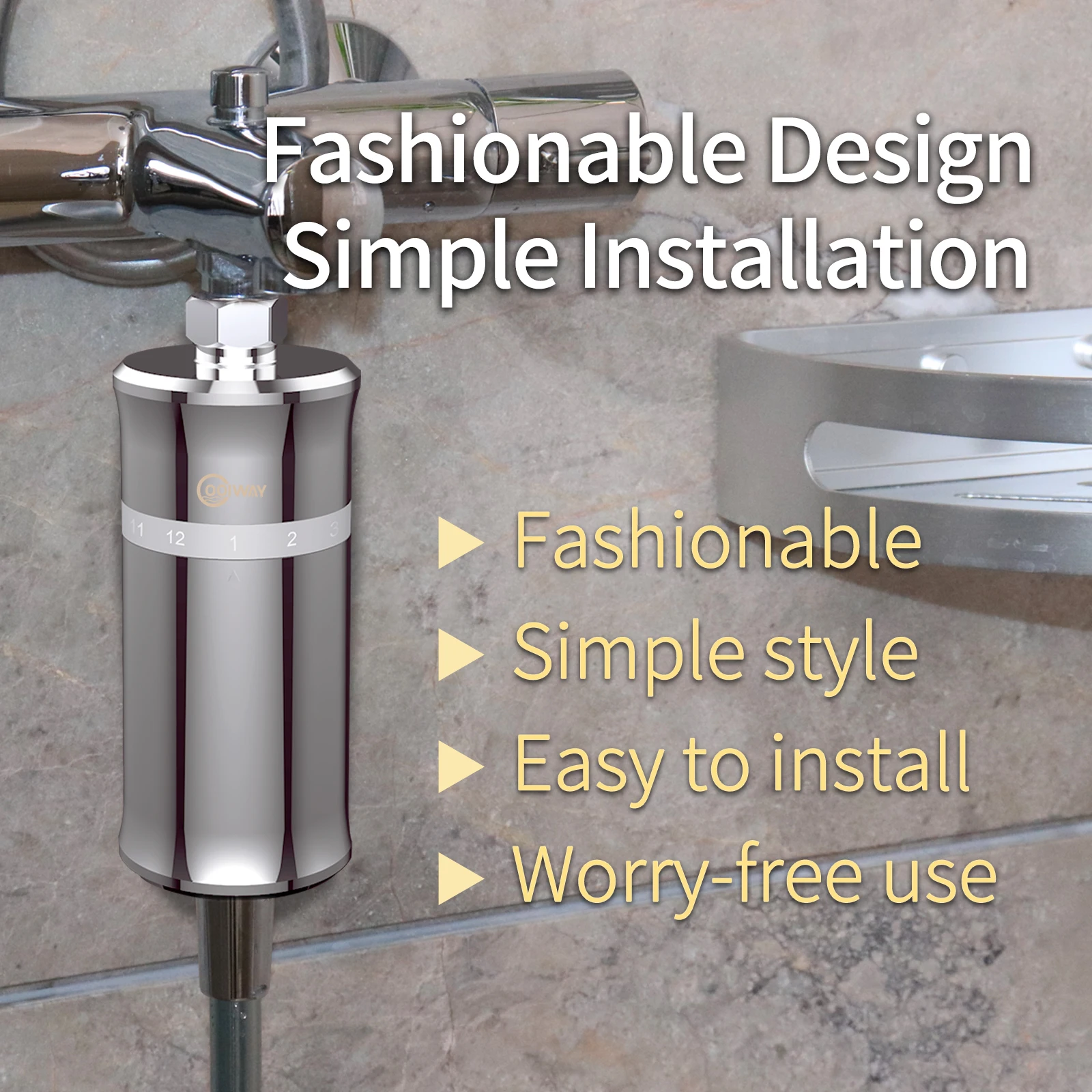 Portable Replaceable Chrome Chlorine Removal Water Purifier Activated Carbon KDF Shower Filter