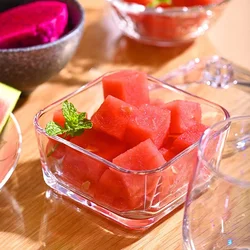 Glass Dessert Bowls Fashion Ice Cream Bowl Taster Bowl with Square Shape