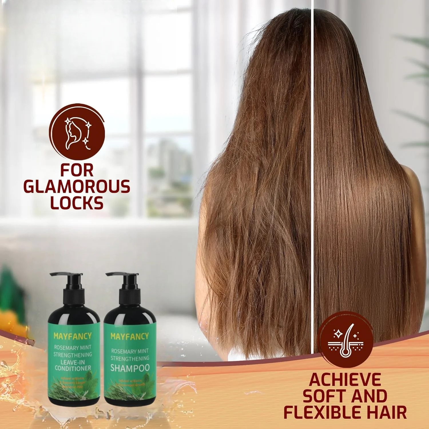 MAYFANCY Cherry BlossomsArgan Oil Shampoo Set Private Label Hair Care with Conditioner for Hair Plantation