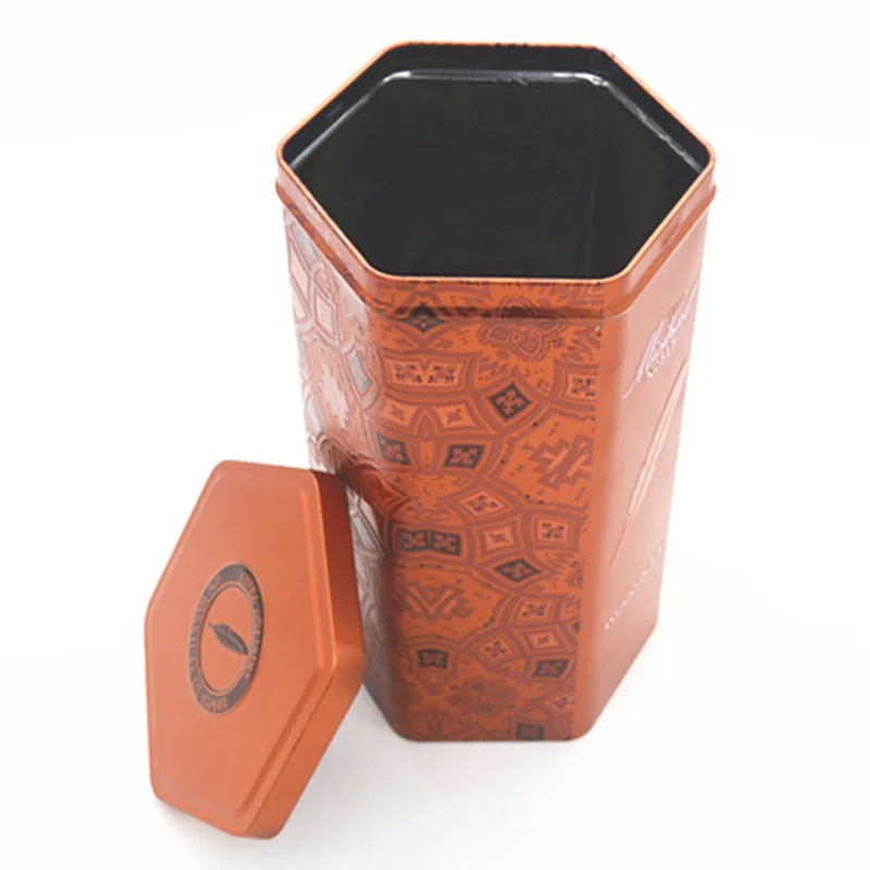 customized tea packaging metal box Gift wine box 6 sides  metal packaging special-shaped tinplate storage