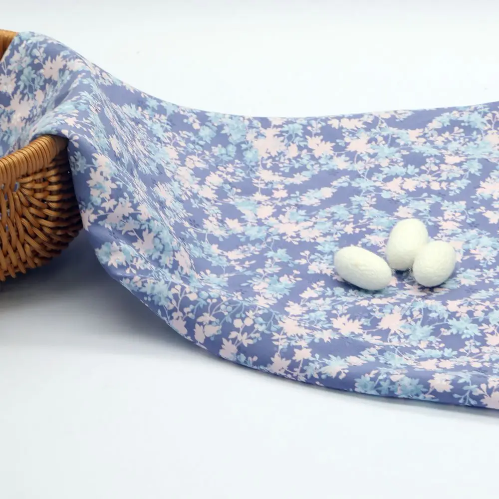 pure silk 100% Mulberry base all over print on silk crepe de chine fabric dress silk textiles plain satin fabric bulk