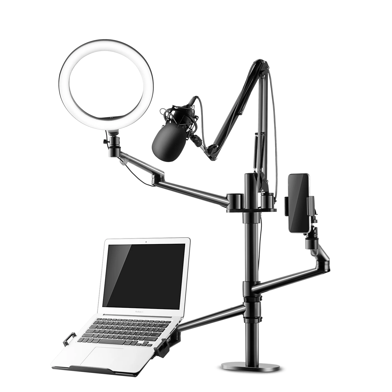 New Coming Flexible Adjustable Studio Microphone Mic Laptop Cell Phone 4 Arms Stand For Live Streaming