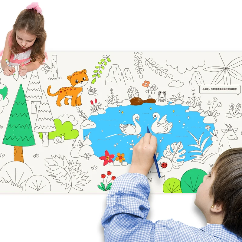 New Product 10m Painting Drawing Paper Sticker Roll Kids Adhesive Roller Paper Kids Drawing Set Coloring Paper Sticker Roll