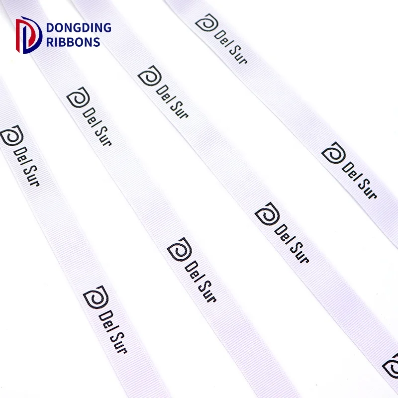 Wholesale Custom 5/8 inch Black Grosgrain Polyester Ribbon Print Brand Logo Silk Roll Satin Ribbon For Gifts