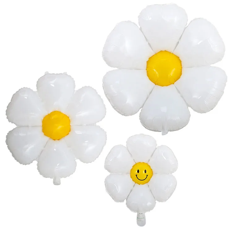 New style wholesale big size white flower supplies daisy shape birthday party foil balloon for adult party decoration