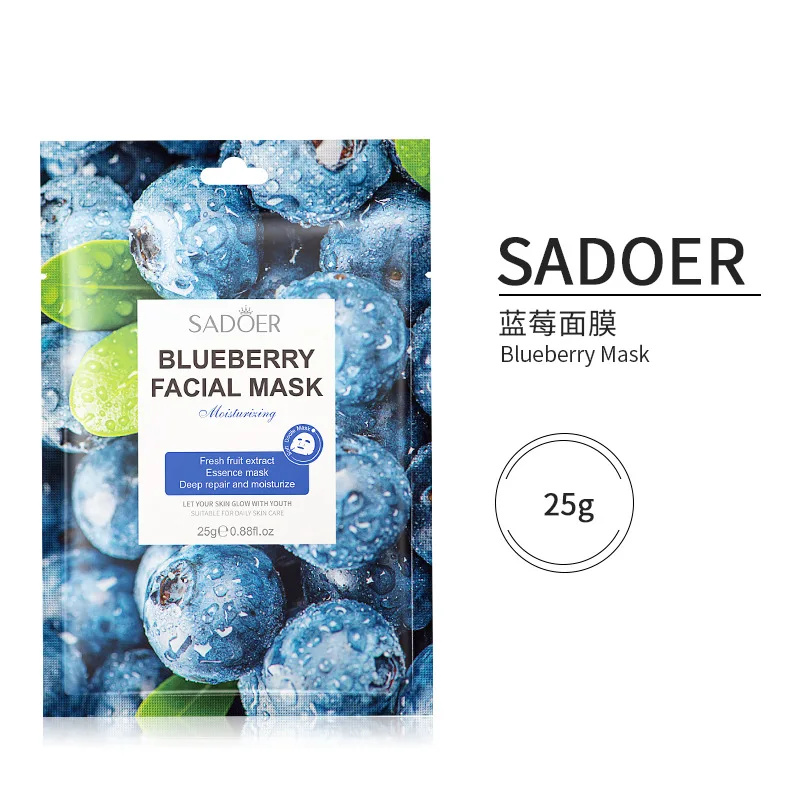 OEM SADOER Fruit Moisturizing Facial Mask Hydrating Sheet masks Brighten Smooth Skin Repair Firm Face masks 25g