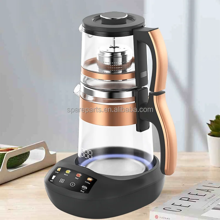 Hot Selling Appliances 1.8l Glass Tea Kettle With 0.9l Tea Pot Electric Glass Kettle Turkish Samovar For Kitchen