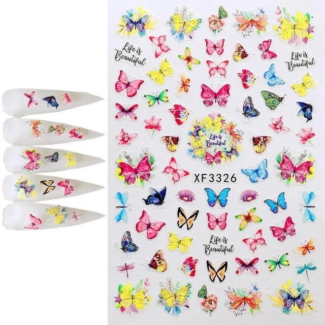 2023 Professional Colorful Butterfly Spring 65*95MM  3D Nail Stickers