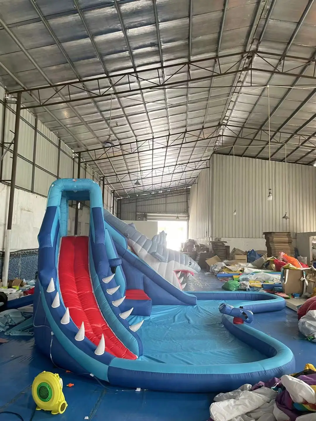 Dark blue shark theme inflatable bouncy inflatable castle with slide commercial inflatable jumping bouncy combo castle